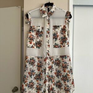 Floral Sleeveless Button-Up Blouse